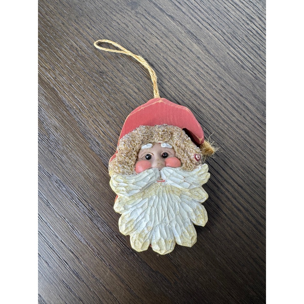 Kurt S Adler KSA Santa Claus Wooden Resin Christmas Ornament Red White Rustic